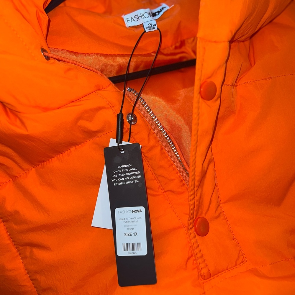 Orange oversized or 1x Pullover Quilted coat